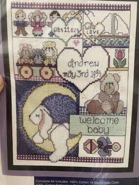 Welcome Baby The Sugarplum Express Heart’s Delight Counted Cross Stitch NOS